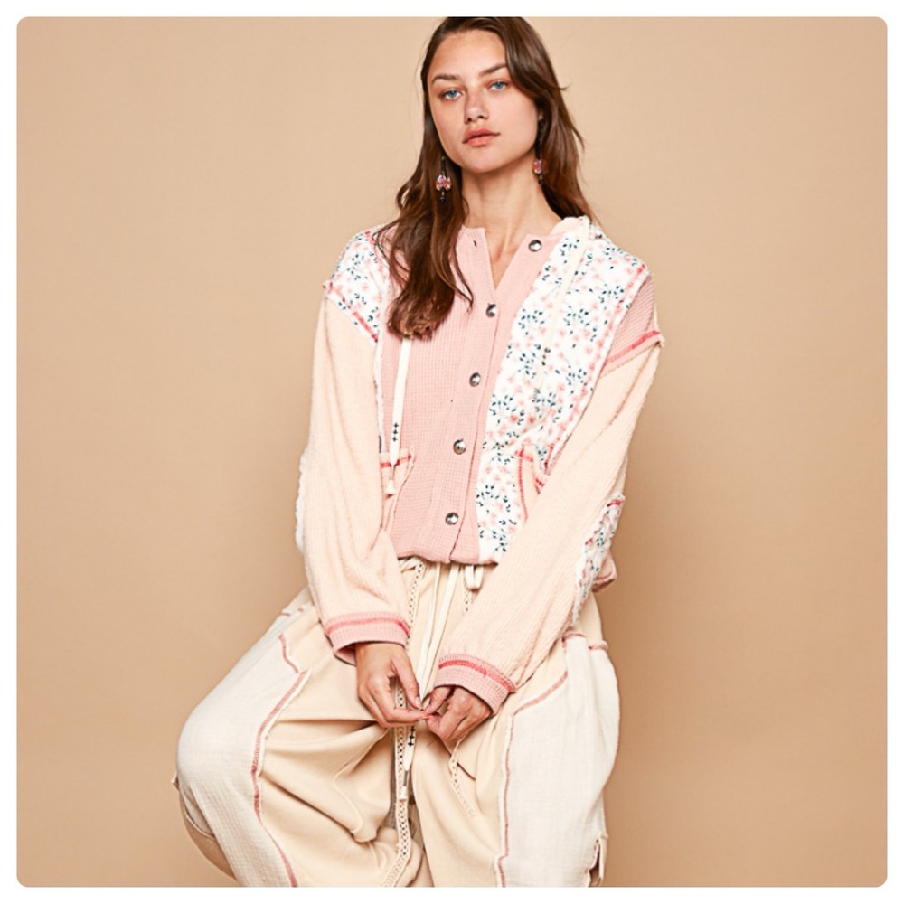 $50 start 158 💕POL oversized floral hooded thermal quilted jacket - Picture 2 of 7
